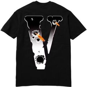 VLONE X Pop Smoke Hawk Em Black T-Shirt with Bold Graphic sz L